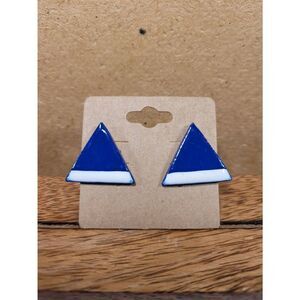 Vintage Triangle Blue and White Earrings
